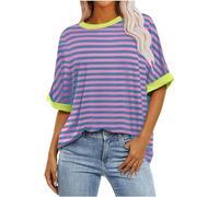 HOOUDO T-Shirts mit Farbverlaufsgrafik für Damen, Sommer, lässig, übergroß, T-Shirts, Rundhalsausschnitt, Trendige Tunika-Oberteile, lockere Blusen, Kleidung Damen Top Sommer
