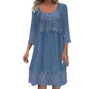 HOOUDO Tages Angebote Sale Damen/Spitze Spitze Siebenviertel Ärmel V-Ausschnitt Kleid Festliche Kleider Für Hochzeitsgäste Tunika Sommerkleider Sommerkleider Damen Gr 50 Sale Angebote Bestellung