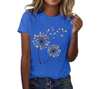 HOOUDO Tages Angebote Sale Damen-T-Shirt mit -Motiv, kurzärmelig, Rundhalsausschnitt, modisches Oberteil, leicht, weich, lässig, Sommer-Outfit-Kleidung H Und M Damen Kle Meine Bestellungen Anzeigen