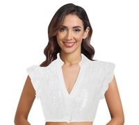 HOOUDO Tages Angebote Sale Dirndl Bluse Schwarze Damen Spitze Hochgeschlossene Dirndlbluse Mit Lochstickerei Weiss Trachtenbluse 54 Trachtenmieder 46 Schneewittchenkragen 48 Schwsrz Schulter Frei