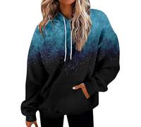 HOOUDO Tages Angebote Sale Langärmliges Sweatshirt für Damen mit Taschen mit Buchstaben-Farbverlauf und Kapuzenpullover Damen Bluse Glitzer Elegant Sweatjacke Damen Anker D Sale Angebote Bestellung