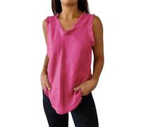 HOOUDO Tages Angebote Sale Tops Damen Ärmellos Tank Top Schlupfbluse Kurzarm Yoga Baumwolle T Shirts Sommer Große Größen Bluse Mit Stickerei Oberteil Frühling Ausgefallene Schicke Blusen Leinenbluse
