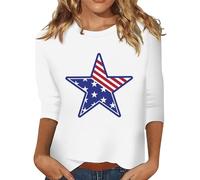 HOOUDO Tages Angebote Sale USA Star Stripes Flag of Womens Shirt 2024 Kurzarm Bequeme T-Shirts Tops Sommer Amerikanische Patriotische Flagge T-Shirts Damen Elegant Langarm Sale Angebote Bestellung