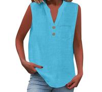 HOOUDO Tagesangebote Heute Sale Damen Tank Top Baumwollleinen ist leicht und bequem Ärmellos Oberteile Sommer Tanktops V-Ausschnitt Blusentop Strand Sexy Vest Top Bluse Läs Sale Angebote Bestellung