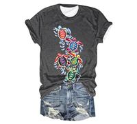 HOOUDO Tagesangebote Heute Sale Modisches Damen-T-Shirt mit Rundhalsausschnitt und kurzen Ärmeln, Schildkröten-Print Pullover Rückenfrei Damen-Druck, Lockerer V-Ausschnitt, Sale Angebote Bestellung