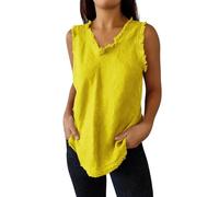 HOOUDO Tagesangebote Heute Sale Rippshirt Damen Kurzarm Ärmelloses T-Shirt Für Mit V-Ausschnitt Camisole-Oberteil Tank Top Camouflage Jacke Ohne Ärmel Tshirt Sommer Elegant Unterhemd Wolle Weiß Bluse