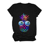 HOOUDO Tagesangebote Heute Sale T-Shirts für Frauen Lässige Ananas-Druckhemden Rundhals-Kurzarm-T-Shirts Tops Tunika-Bluse Top Business Bluse Damen Summer Dress for Women S Sale Angebote Bestellung