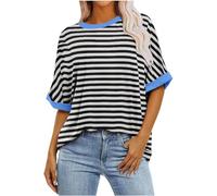 HOOUDO Tagesangebote Heute Sale T-Shirts mit Farbverlaufsgrafik für Damen, Sommer, lässig, übergroß, T-Shirts, Rundhalsausschnitt, Trendige Tunika-Oberteile, lockere Blusen Sale Angebote Bestellung