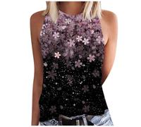 HOOUDO Tagesangebote Heute Sale Tunika Damen Sommer Top Spaghettiträger Tshirt Armellos Oversize Ärmellos Sexy Crop Party T-Shirt Mit Aufdruck Glitzer Oberteil 46 Baumwolle Elegant Festlich Eckiger
