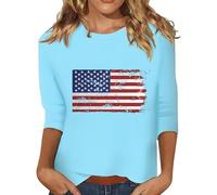 HOOUDO Tagesangebote Heute Sale USA Star Stripes Flag of Womens Shirt 2024 Kurzarm Bequeme T-Shirts Tops Sommer Amerikanische Patriotische Flagge T-Shirts Damen Große Größe Obe Mein Bestellung Sale