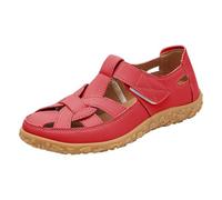 HOOUDO Trekking Sandalen Damen Casual Paste Flache Römerschuhe Sommermode Strandsandalen (Red, 35) Sneaker Schuhe Sommer Black Sneakers Women 43 Breite Füße Weiß Hinten Offen Leder Extra Ortho