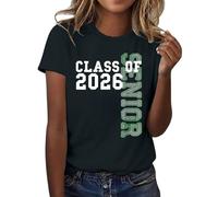 HOOUDO Tshirt Damen Baumwolle Shirt Oberteile Sommer Für Den Jahrgang 2026 (26) Der High School (Black, M) Kurzarm Tops Off Shoulder Bluse Schwarz Spaghetti Top Lang Spaghetti-Top Mit Spitze