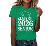 HOOUDO Tshirt Damen Baumwolle Shirt Oberteile Sommer Für Den Jahrgang 2026 (26) Der High School (Green, L) 3/4 Arm Weiss Peplum Top Opus Bluse Tops Sexy Baseball Satin Weiß Shirtverlängerungen