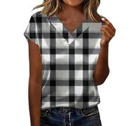 HOOUDO Tshirt Damen Baumwolle Shirt Oberteile Sommer Und Bequeme Damenbluse Bedrucktem Satin (Black, XXXL) Shirts Kurzarm Frauen-T-Shirt Mesh Oberteil Sommeroberbekleidung Silvester Überraschung