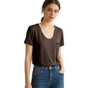 HOOUDO Tshirt Damen Baumwolle Shirt Oberteile Sommer Weiches Kurzarm-Pyjamaoberteil (Coffee, M) Bluse Royalblau V Ausschnitt Damenmode Longtop Oberteil Pailletten Türkis Running Shirts Für