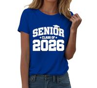 HOOUDO Tshirt Damen Oberteile Kurzarm V-Ausschnitt Shirts Für Mütter Der Abschlussklasse 2026 - Lustiges Shirt Frauen Und Männer (Blue, S) Lässige Langarm Böhmen Frosch Print Sexy Schöne