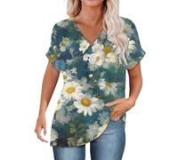 HOOUDO Tshirt Damen Oversize Shirt Oberteile Sommer Damenoberteile, Damenblusen, Lässige V-Ausschnitt-T-Shirts, Kurzarm-Frühlingsoberteile Für (Lb2, XL) Top Elegant Schulterfreies Opus Bluse