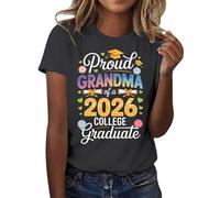 HOOUDO Tshirt Damen Sommer Basic Shirt Oberteile 2026, T-Shirt Der Abschlussklasse Freizeit-T-Shirt Für Lehrer Im Abschlussjahrgang, (Grey, M) Weiße Arbeits Opus Bluse Oversized Streetwear