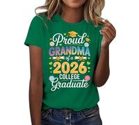 HOOUDO Tshirt Damen Sommer Basic Shirt Oberteile 2026, T-Shirt Der Abschlussklasse Freizeit-T-Shirt Für Lehrer Im Abschlussjahrgang, (Green, XL) Shirts Kurzarm Gradient Farbig Pullover Frühling