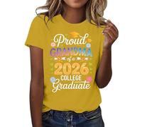 HOOUDO Tshirt Damen Sommer Basic Shirt Oberteile 2026, T-Shirt Der Abschlussklasse Freizeit-T-Shirt Für Lehrer Im Abschlussjahrgang, (Light Yellow, XXXL) Boho Style Sonnenschutz-Cardigan Tanks