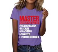 HOOUDO Tshirt Damen Sommer Basic Shirt Oberteile 2026 - T-Shirt Für High School & College (Purple, XXL) Leicht Rosa Top Mädchen Set Tunika Strand Oversize Bluse Desigual Mit Aufgesetzter Tasche