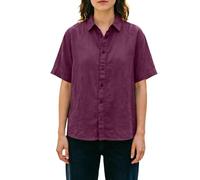 HOOUDO Tshirt Damen Sommer Basic Shirt Oberteile In Übergrößen, Kurzärmelig, Mit Knopfleiste Und Hochkrempelbaren Bündchen, Lässig, Kragen, Leicht, Größen M-3Xl (Purple, XXXL) Büro Kleidung