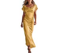 HOOUDO Tshirt Damen Sommer Basic Shirt Oberteile Rückenfreies Satin-Midikleid Mit Cut-Outs Und Spaghettiträgern Im Französischen Stil (Gold, S) Baumwolle V Ausschnitt Opus Bluse Elegant Schwarz