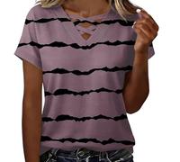 HOOUDO Tshirt Damen Sommer Basic Shirt Oberteile T-Shirt Mit V-Ausschnitt Und Speziellem Ausschnittdesign (Light Pink, S) Top Sexy Bluse Blusen Tunika Tops Bauchfrei Ragwear Totenkopf Kleidung