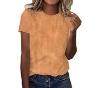 HOOUDO Tshirt Damen Tops Sommer Rundhals Oberteile Elegant Mit Print, Kurzarm (Orange, M) Crop Batik Druck Shirt Bunte Kleider Grösse 44 Schmetterling Top Mode Für Frauen Ab 60 Umstandskleid