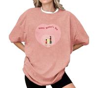 HOOUDO Tshirt Damen Tops Sommer Rundhals Oberteile Elegant Schulterfreies Kurzarmtop Mit 2D-Print Für - Lässig Und Überschnittenen Schultern (Watermelon Red, XXXL) Bluse Oversized Carmen Yoga