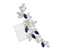 HOOWIFFY Blauer Strass Haarkamm aus Legierung mit Elegantem Vintage Design Komfortabler und Sicherer Sitz für Brautfrisur bei Besonderen Anlässen und Jubiläen