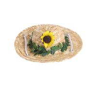 HOOWIFFY Strohhut mit Sonnenblumenmuster für Haustiere Sommer Haustierhut aus Leichtem Stroh Niedlicher Sonnenhut für Kleine Hunde und Katzen Sommerlicher Sonnenschutz für Outdoor