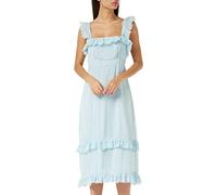 Hope & Ivy Damen The Elea - Ärmelloses Midikleid mit Spitzenbesatz und Dobby-Netzstoff Kleid für besondere Anlässe, blau, 36