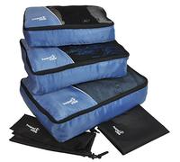 HOPEVILLE Kleidertaschen-Set 5-teilig, mit 3 Koffertaschen - PLUS einem Wäschebeutel und einem Schuhbeutel, Premium Packing Cubes für perfekt organisiertes Reisegepäck (Blau)