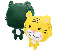 HORIALENCE 2 Stück Kinder Umhängetaschen Mädchen aus Pu Leder mit 3D Tiger Frosch Motiv Kleine Schultertaschen für Kleingeld und Handy Geschenk für Reisen und Alltag