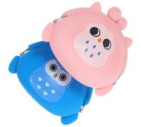 HORIALENCE 2 Stück Niedliche Kleine Silikon Münzbeutel Eulen Motiv Weiche Mini Geldbörse für Damen Mädchen und Tragbare Cartoon Coin Purse mit Praktischem Verschluss für Alltag und Reise