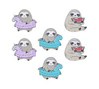 HORIALENCE 6 Stück Niedliche Broschen für Kleidung mit Sommer Motiv Stabile Legierung Cartoon Faultier Anstecker Dekorative Pins für Hoodie und Strickjacke