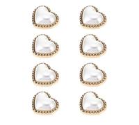 HORIALENCE 8 Stück Herzknöpfe aus Legierung 23mm Große Kleidungsknöpfe mit Perlendekor Kratzfest und Farbecht für Selbstgemacht Projekte und Pullover