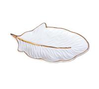 HORIALENCE Keramik Schmuckablage in Federform Weiß Stilvolle Schmuckaufbewahrungsplatte für Party und Eingang Einfache und Modische Deko für Schmuck und Make Up