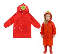 Horktrust Süße Regenjacke Kinder Rote Erdbeere | Wasserdichter Regenponcho für Mädchen | Matschjacke 4-7 Jahre (80-130 cm) | Leichtes Regencape für Schule, Kindergarten & Outdoor