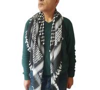 Horus Artesanía de Egipto Kufyya Kufiya Palästina Shemagh Keffiyeh Hatta Arabisch Wrap Schal Unisex 100% Baumwolle, weiß mit schwarzem Hintergrund, 120 * 120 cm