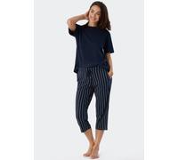 Schiesser Damen Schlafhose 3/4-lang Baumwolle Stretch Single-Jersey Elastikbund Multicolor Größe 38