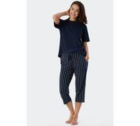 Schiesser Pyjamahose Damen 3/4-lang Baumwolle Stretch Single-Jersey Marine Größe 42