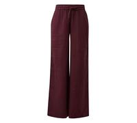 s.Oliver Damen Musselin-Hose - Wide Leg, elastischer Bund mit Schnürung, leicht und atmungsaktiv - Für Urlaub