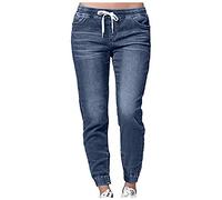 Hose Damen Jeans - Mom Jeans High Waist Stretch Freizeithose Große Größen Damen Hosen Mit Gummiband Haremshose Sommer Damenjeans Baggy Jeans-Jeanshosen Trousers Schlagjeans