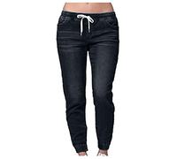 Hose Damen Jeans - Mom Jeans High Waist Stretch Freizeithose Große Größen Damen Hosen Mit Gummiband Haremshose Sommer Damenjeans Baggy Jeans-Jeanshosen Trousers Schlagjeans