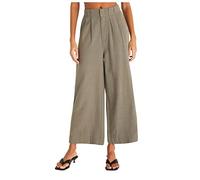 Hose Damen Schwarz Leichte Sommerhose, Damen Hose Damen Elegant High Waist Einfarbiges Weites Bein Business Hose Mit Taschen A Linien Locker Palazzo Hose Elegant Chino Hose Pants Damen (Khaki, Xxl)