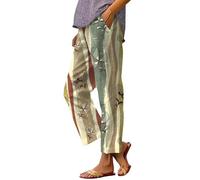 Hose Damen Sommer Kurz Leicht Und Luftig Hosen Wickelhose Sommerhose Damen Leicht Lang Boho Ethno Blumenmuster Muster Strand Sommerhose Hose Sommer Damen Damen Stepp-Yogahose Hosen Damen Sommer