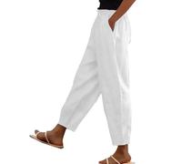 Hose Damen Sommer Leicht 7/8 Sommerhose Luftig Leinenhose Linen Pants Elegant Stoffhose Lockere Freizeithose Strandhose Capri Hose Outlet Angebote Sale Damen Prime Angebote