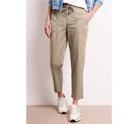 Cargohose STREET ONE, Damen, Gr. 32, Länge 28, grau (buff grau), Web, 98% Baumwolle, 2% Elasthan, unifarben, loose fit knöchelfrei, Hosen Cargohose, Middle Waist (46768327-32) buff grau